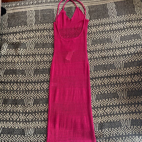 NWT L*Space Kalea Crochet Dress Maxi Cover-up Beach Hot Pink – Small - Picture 8 of 11
